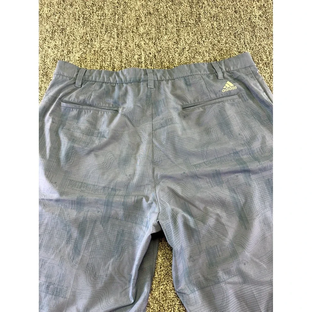 Adidas Chino Shorts Mens 38 Blue Geometric Polyester Performance Golf Pockets